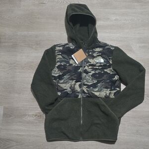 The North Face Olive and Camo Hooded Fleece